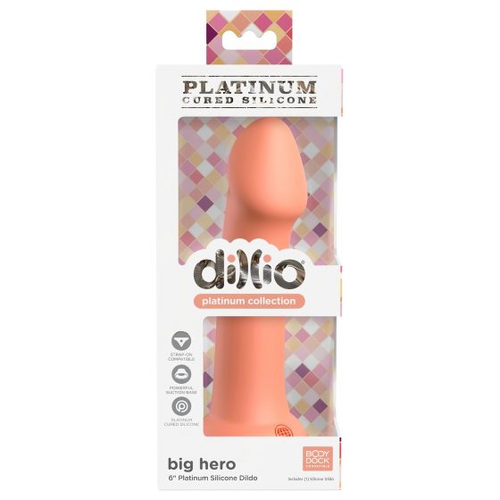 Dillio Big Hero - silikónové dildo so svorkou (17 cm) - oranžové