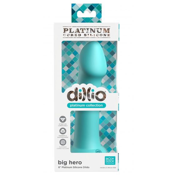 Dillio Big Hero - silikónové dildo s lepkavými prstami (17 cm) - tyrkysové