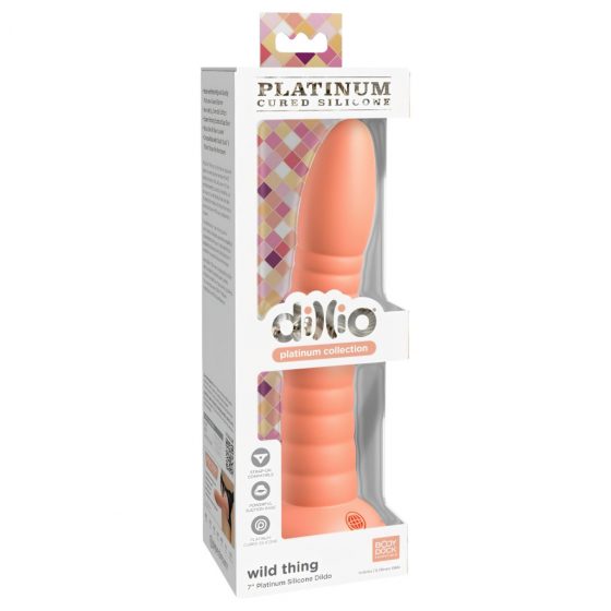 Dillio Wild Thing - silikónové dildo s drážkami (19 cm) - oranžové