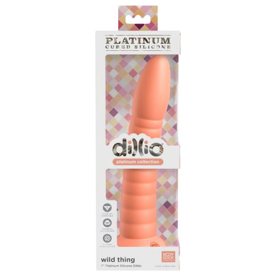 Dillio Wild Thing - silikónové dildo s drážkami (19 cm) - oranžové