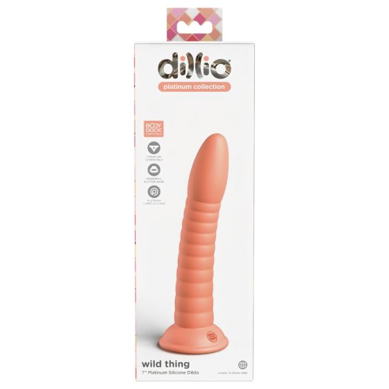 Dillio Wild Thing - silikónové dildo s drážkami (19 cm) - oranžové