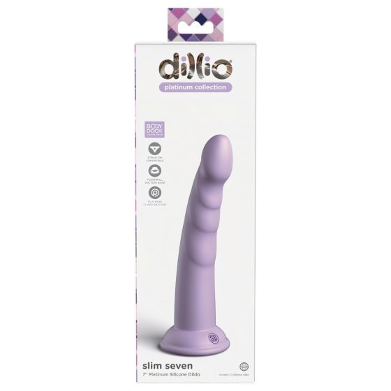 Dillio Slim Seven - Stimulačné dildo so žaluďom (20 cm) - fialové