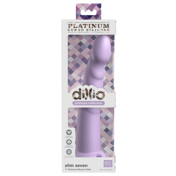 Dillio Slim Seven - Stimulačné dildo so žaluďom (20 cm) - fialové