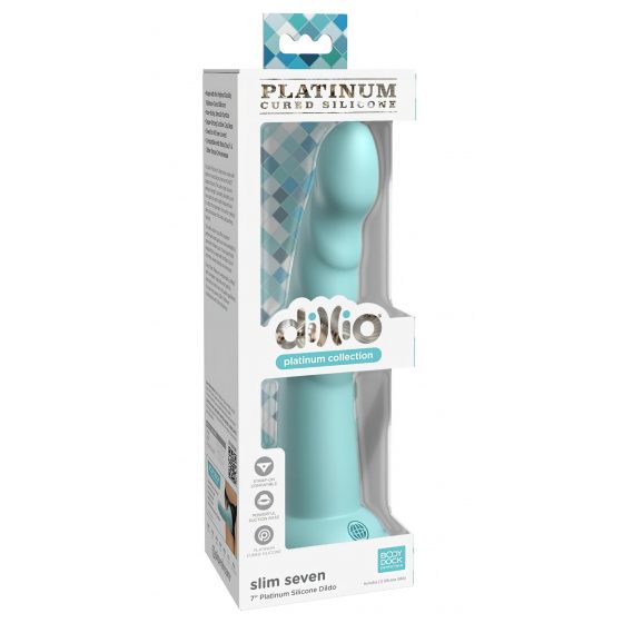 Dillio Slim Seven - prísavkový stimulujúci dildo (20 cm) - tyrkysový