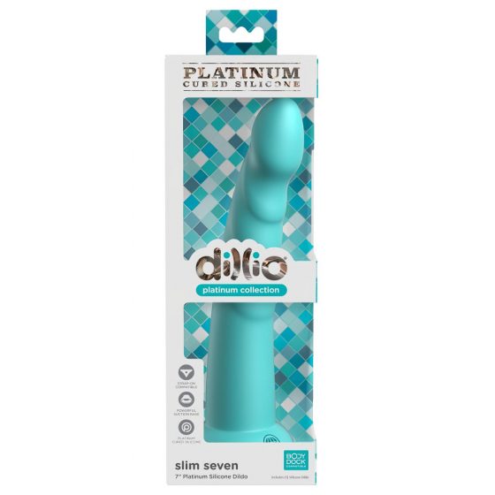 Dillio Slim Seven - stimulačné dildo s lepkavými prstami (20 cm) - tyrkysové