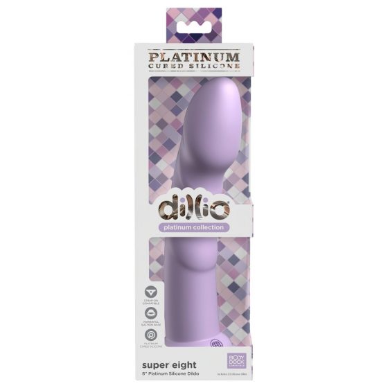 Dillio Super Eight - akrylové silikónové dildo s lepkavými prstami (21 cm) - fialové