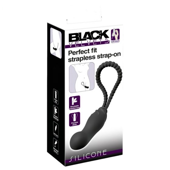 Black Velvet Perfect Fit - páskové dildo bez ramienok (čierne)