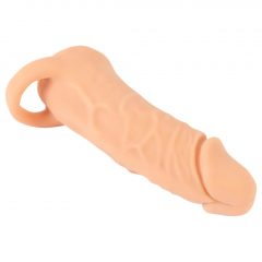   Prírodná koža - návlek na penis a vibrátor - 18 cm (prírodný)