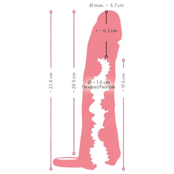 Prírodná koža - umelá pička a návlek na penis 2v1 - 23 cm (prírodný)