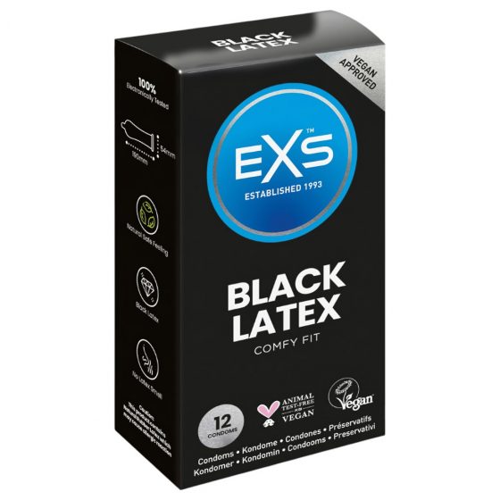 EXS Black - latexový kondóm - čierny (12 ks)