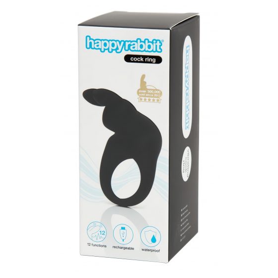 Happyrabbit Cock - vibračný krúžok na penis na batérie (čierny)