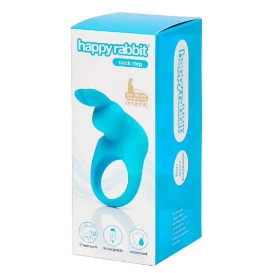 Happyrabbit Cock - vibračný krúžok na penis na batérie (modrý)