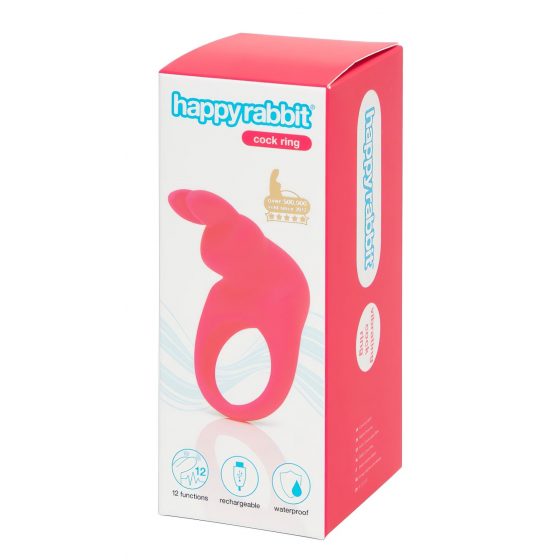 Happyrabbit Cock - vibračný krúžok na penis na batérie (ružový)