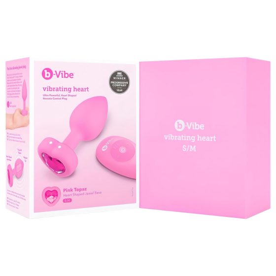 b-vibe heart - nabíjateľný, rádiový análny vibrátor (ružový)