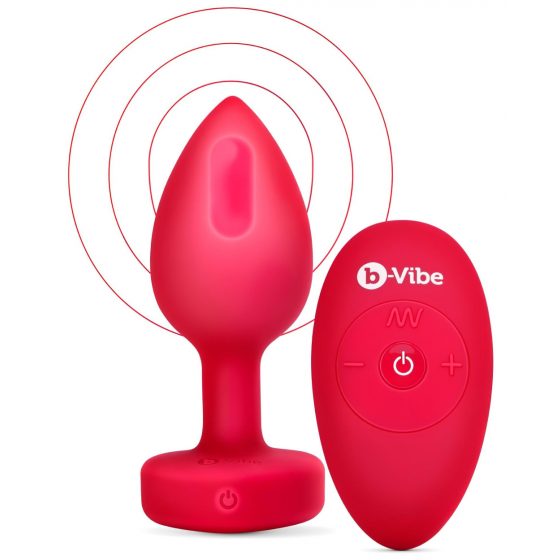 b-vibe heart - nabíjateľný, rádiový análny vibrátor (červený)