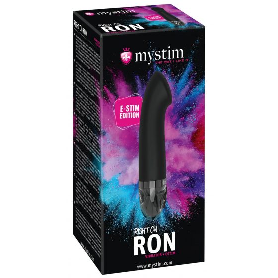 mystim Right on Ron E-Stim - dobíjací elektrický vibrátor na bod G (čierny)