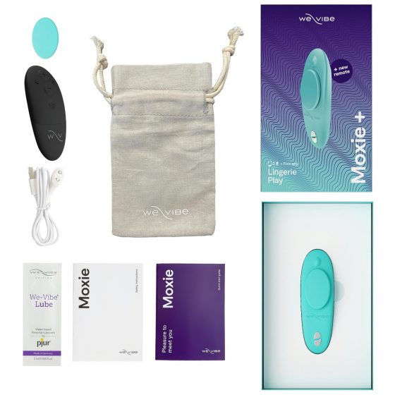 We-Vibe Moxie+ - dobíjací, rádiom riadený, inteligentný vibrátor na klitoris (tyrkysový)