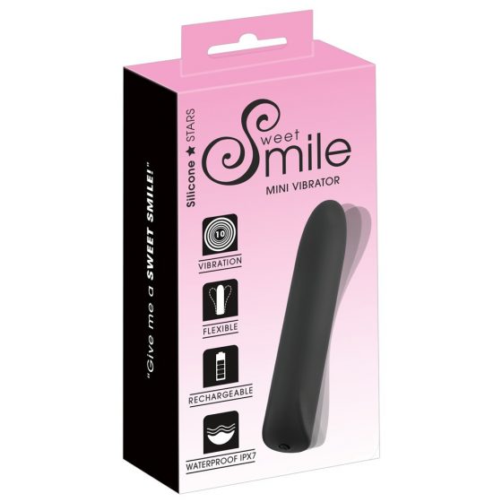 Smile - dobíjací, vodotesný mini vibrátor (čierny)