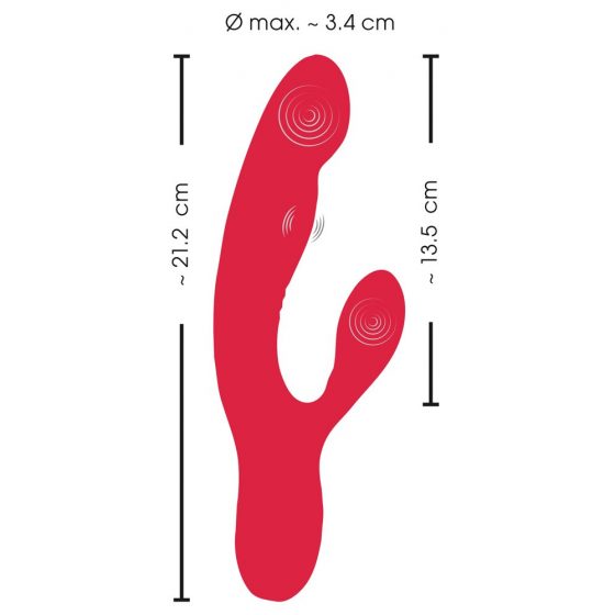 Úsmev Zajačik - nabíjateľný vibrátor s 3 motormi (červený)