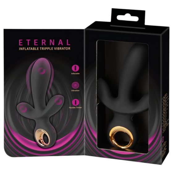 Eternal - nafukovací trojitý vibrátor (čierny)