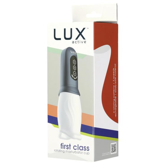 LUX Active First Class - masturbátor s rotujúcou hlavou (bielo-sivý)