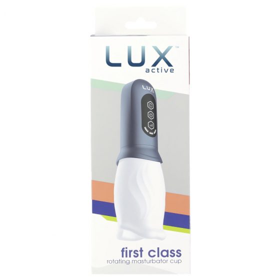 LUX Active First Class - masturbátor s rotujúcou hlavou (bielo-sivý)