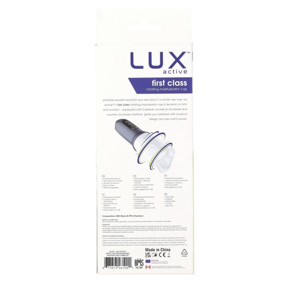 LUX Active First Class - masturbátor s rotujúcou hlavou (bielo-sivý)