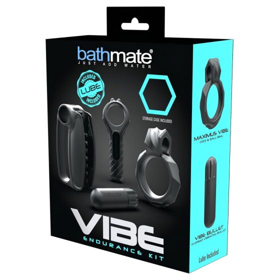 Bathmate Vibe Endurance - sada masturbátora a krúžku na penis (čierna)