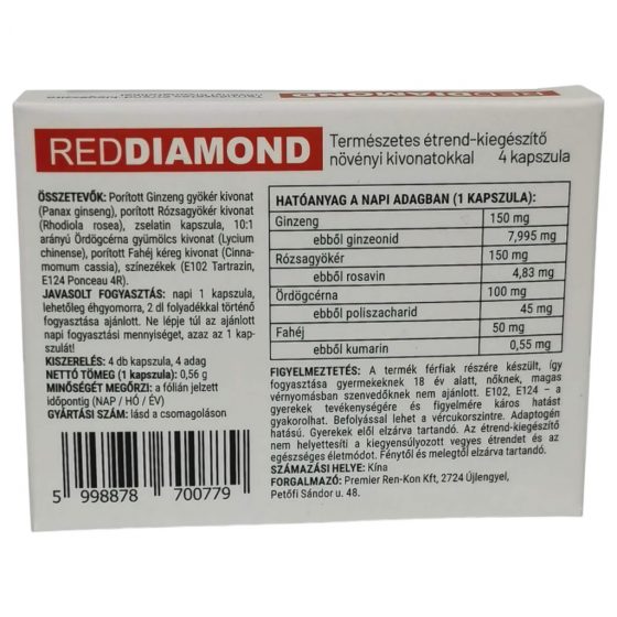 Red Diamond - prírodný výživový doplnok pre pánov (4ks)