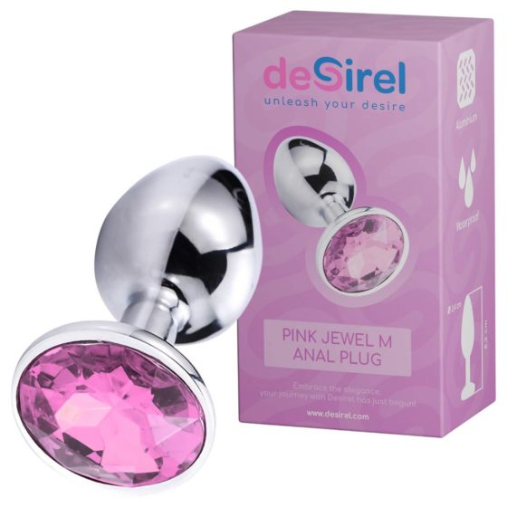 Desirel Pink Jewel M - anál plug (ezüst-pink)