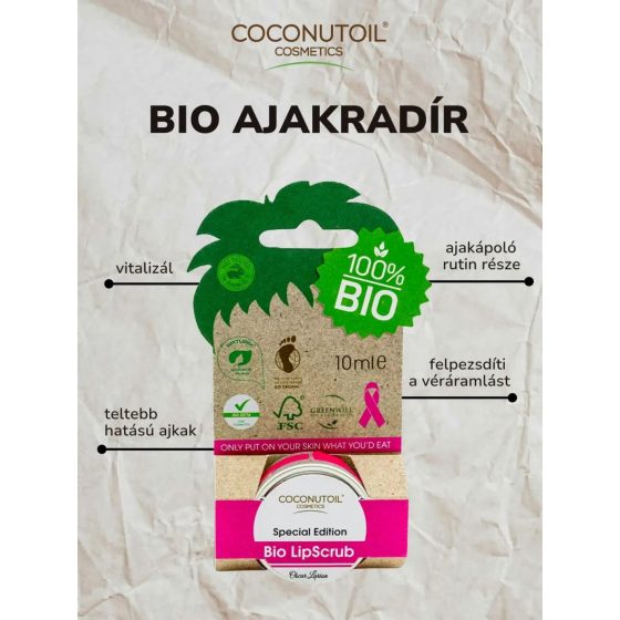 Kokosový olej - organický peeling na pery (10 ml)