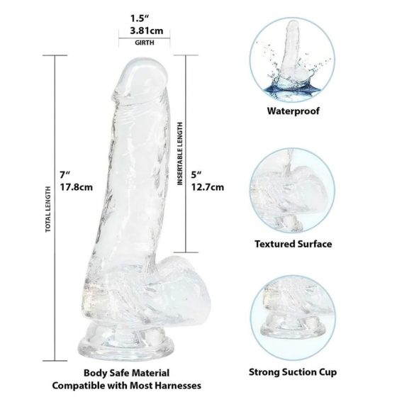 Addiction Crystal - dildo s prísavkou (priesvitné) - 18cm