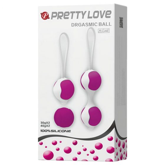 Pretty Love Orgasmic - variabilná sada venušiných guličiek (bielo-fialové)