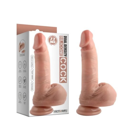 Dual Density - upínacie, realistické dildo - 18 cm (prírodné)