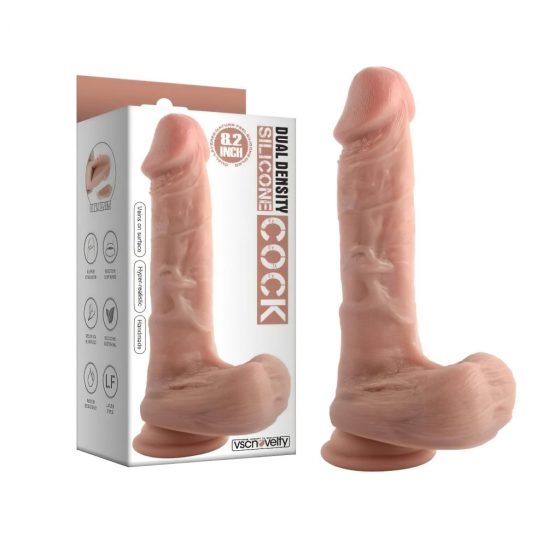 Dual Density - upínacie, realistické dildo - 20 cm (prírodné)