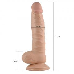   Lovetoy Real Extreme - upínacie, testikulárne dildo - 21 cm (prírodné)