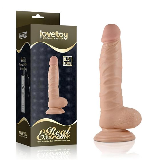 Lovetoy Real Extreme - upínacie, testikulárne dildo - 21 cm (prírodné)