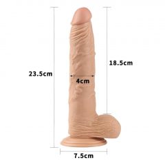   Lovetoy Real Extreme - prísavný, semenníkový dildo - 24 cm (prírodná farba)