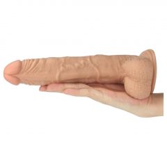   Lovetoy Real Extreme - prísavný, semenníkový dildo - 24 cm (prírodná farba)