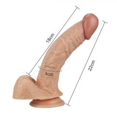   Lovetoy Real Extreme - stojatá, so semenníkmi G-bod dildo - 21 cm (prírodná)