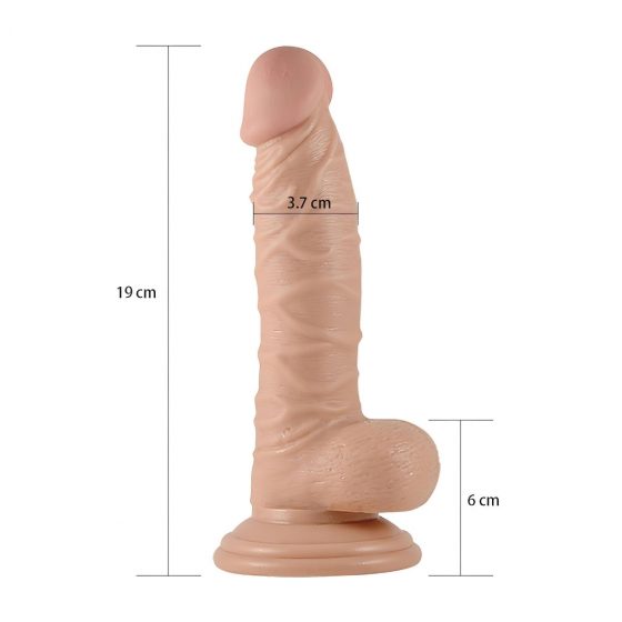 Lovetoy Real Extreme - prísavkový, s semenníkmi G-bod dildo - 19 cm (prírodný)