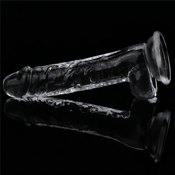 Lovetoy Flawless Clear - upínacie, testikulárne dildo - 19 cm (transparentné)