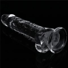   Lovetoy Flawless Clear - upínacie, testikulárne dildo - 19 cm (transparentné)