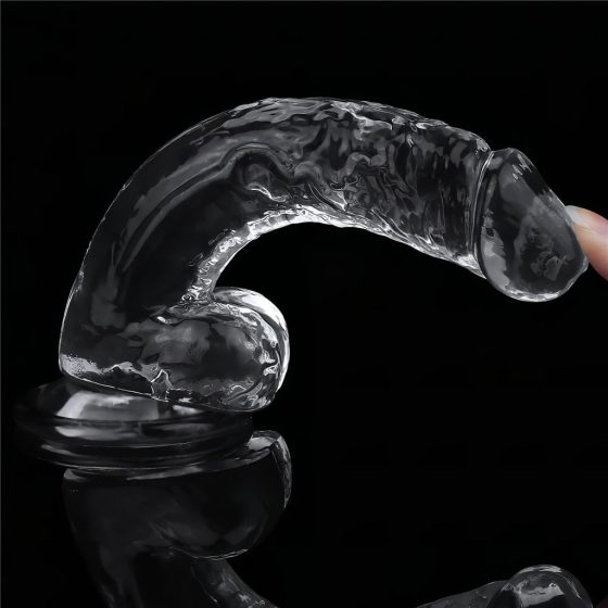 Lovetoy Flawless Clear - upínacie, testikulárne dildo - 19 cm (transparentné)