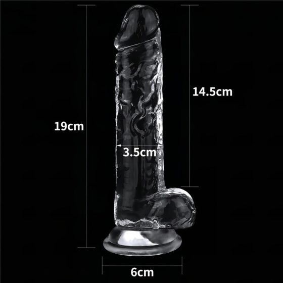 Lovetoy Flawless Clear - upínacie, testikulárne dildo - 19 cm (transparentné)