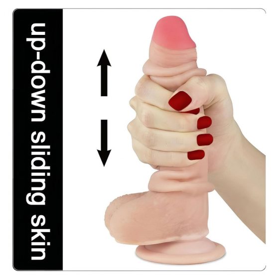 Lovetoy Sliding-Skin - dvojvrstvové dildo - 18 cm (prírodné)