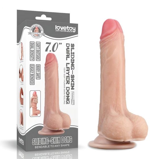 Lovetoy Sliding-Skin - dvojvrstvové dildo - 18 cm (prírodné)