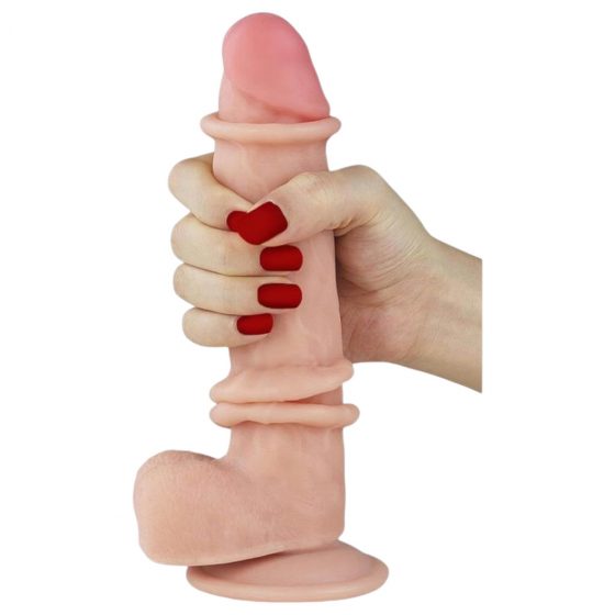 Lovetoy Sliding-Skin - dvojvrstvové dildo - 21 cm (prírodné)