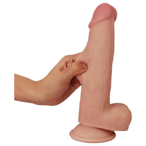 Lovetoy Sliding-Skin - dvojvrstvové dildo - 21 cm (prírodné)