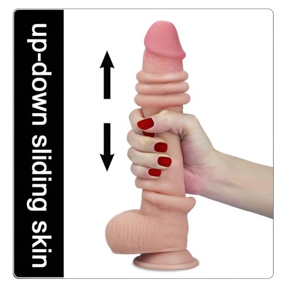 Lovetoy Sliding-Skin - dvojvrstvové dildo - 23 cm (prírodné)